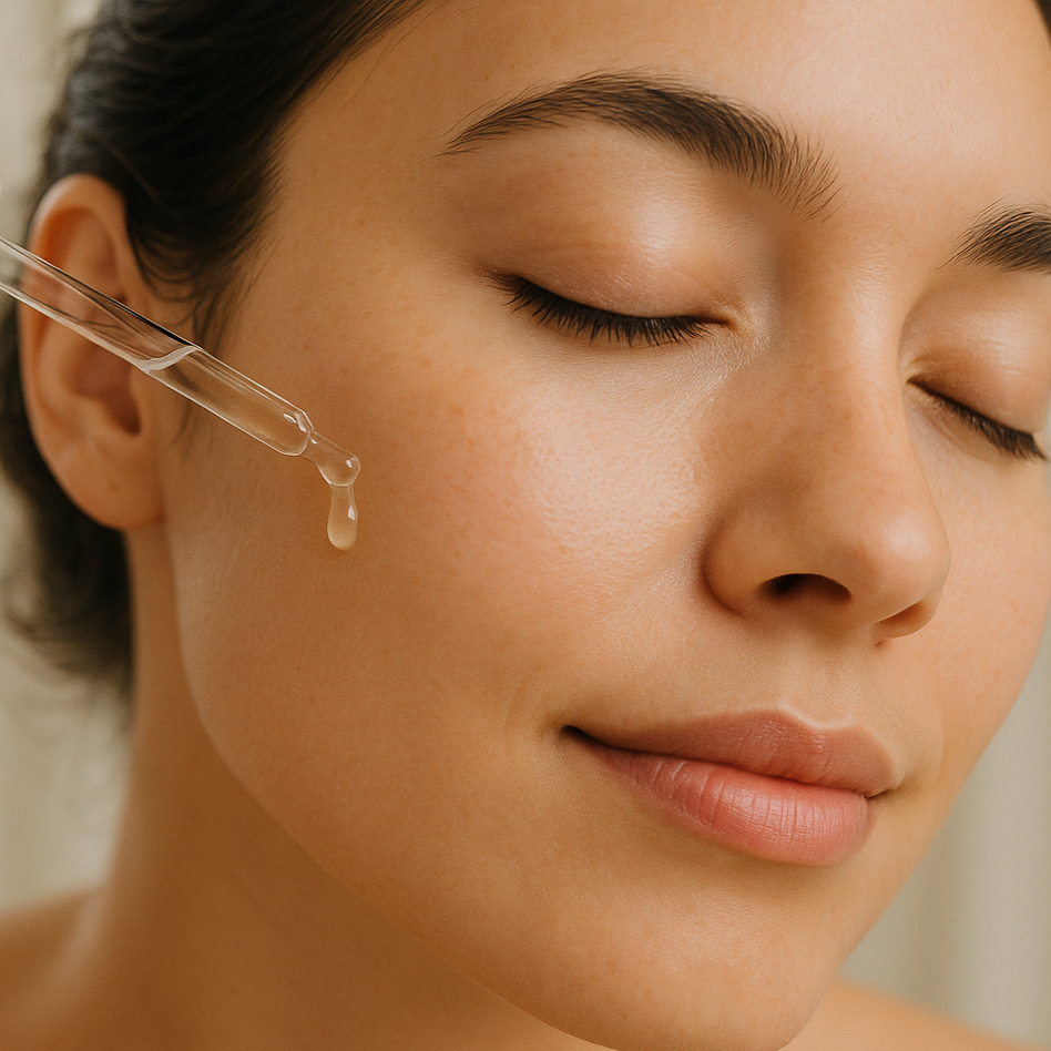 applying serum on face
