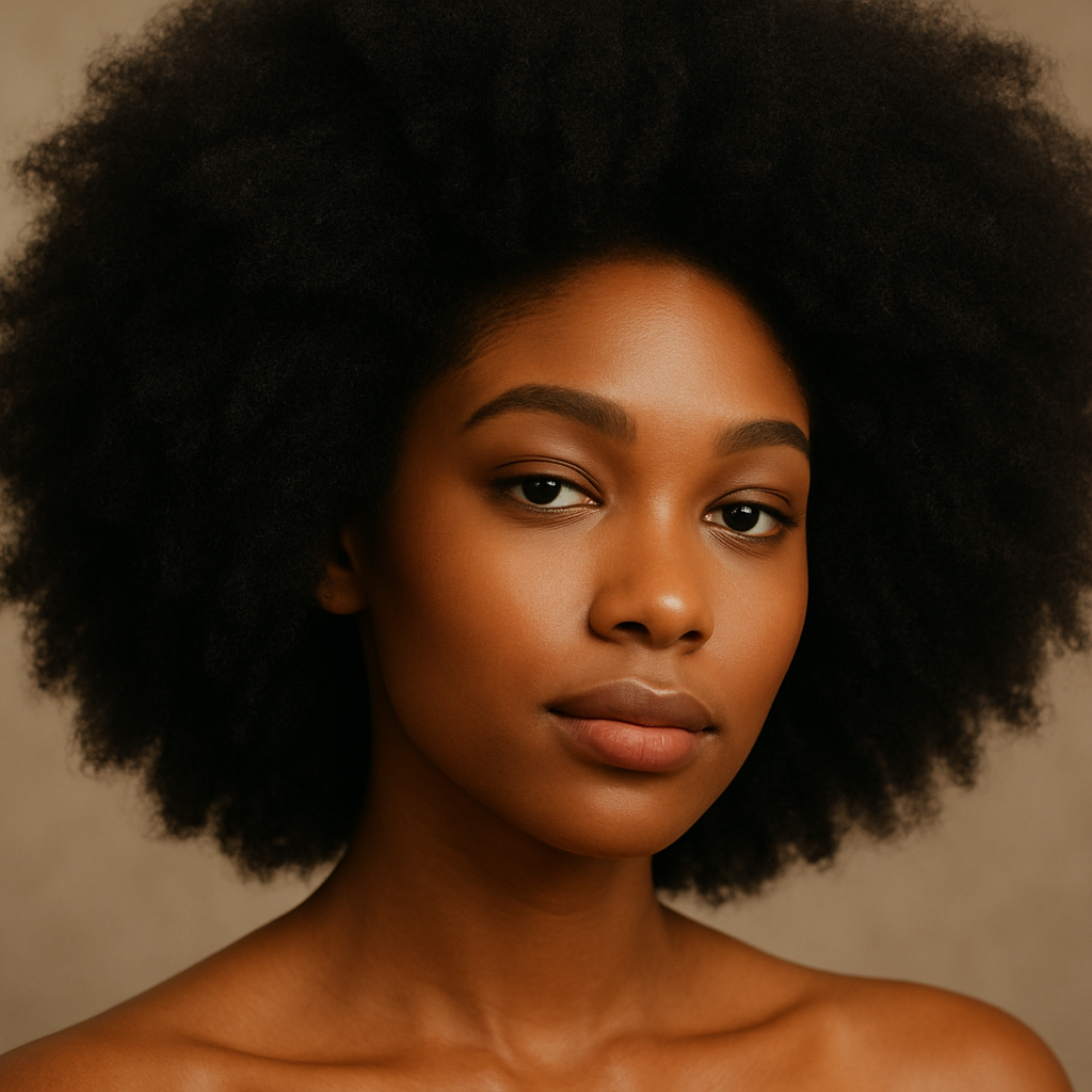 beautiful african american smooth face lady with beautiful thick afro hair