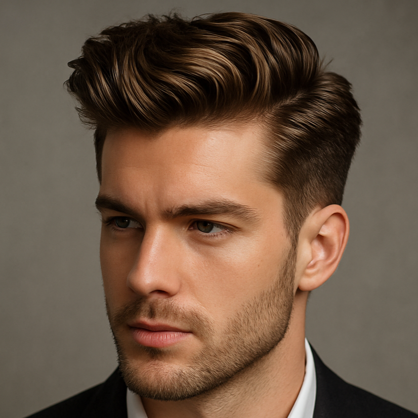 beautiful hair styled male with luxurious hair clay