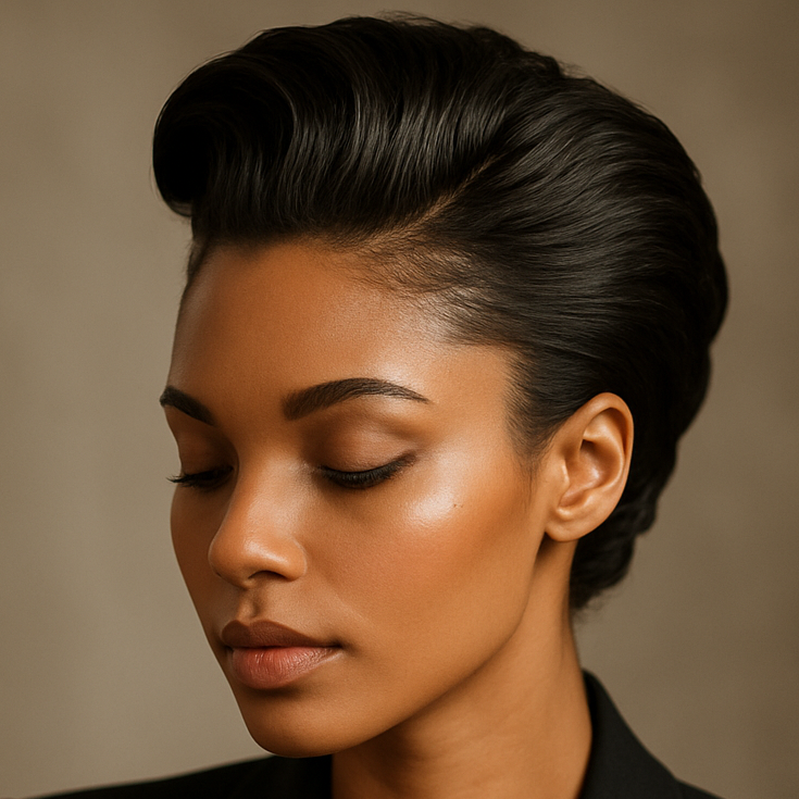 beautiful smooth light skin african american woman hair styled with luxurious hair clay