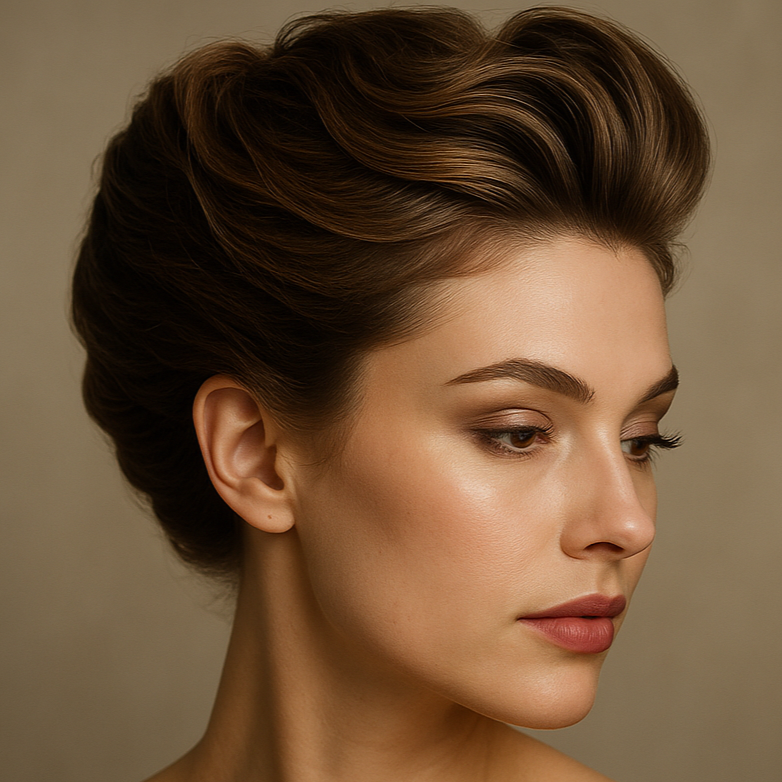 beautiful woman hair styled with luxurious hair clay