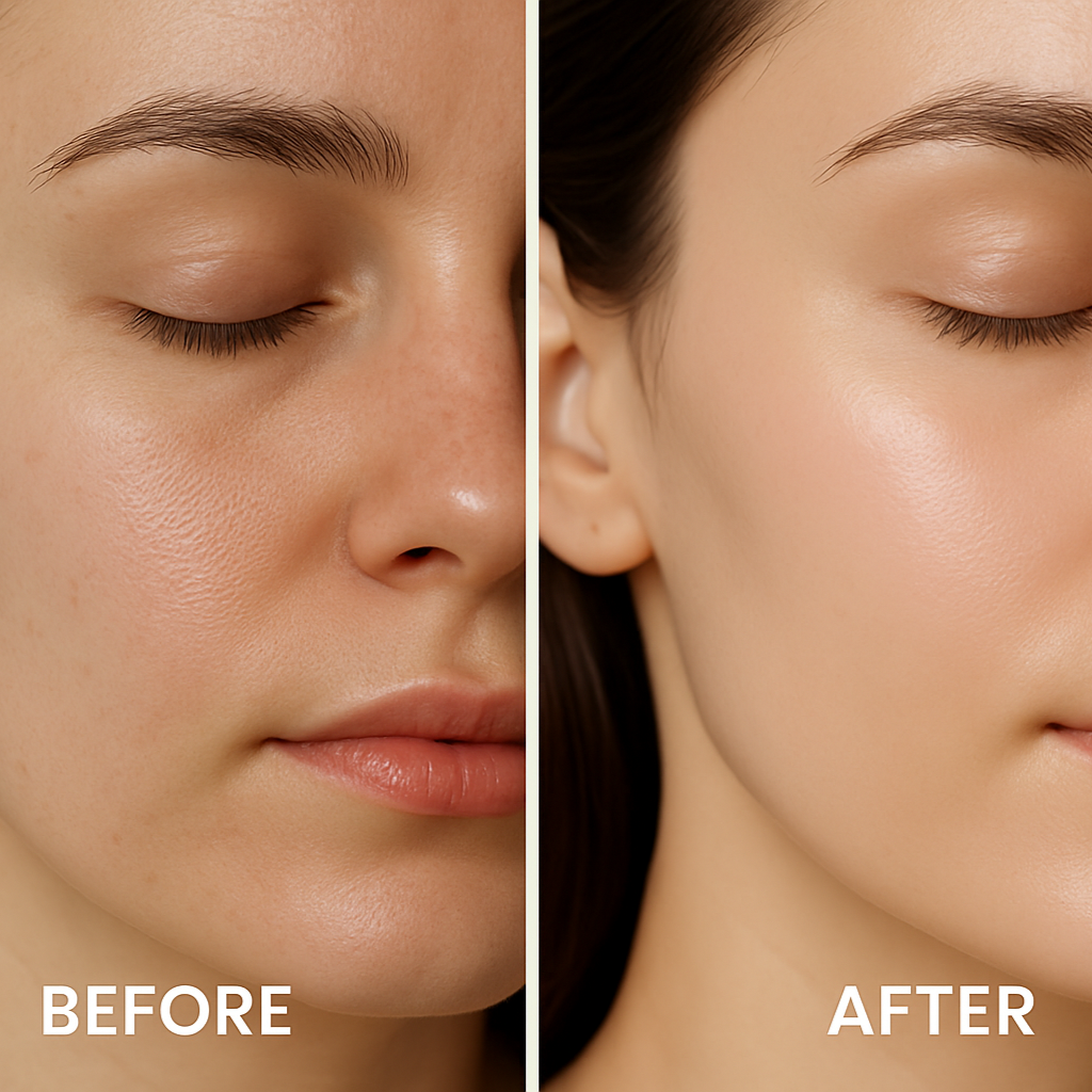 before and after picture after using a face mask treatment