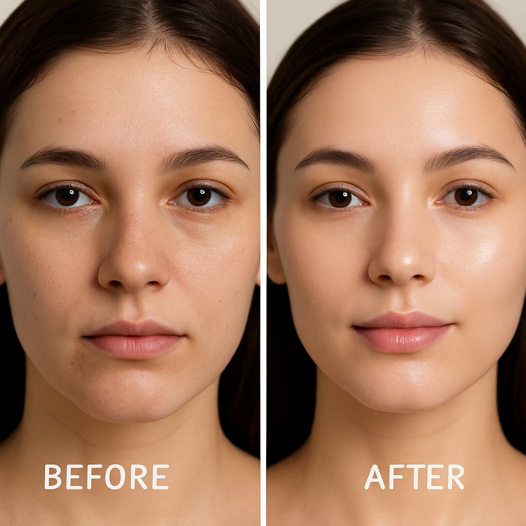 before and after picture after using a face mask treatment