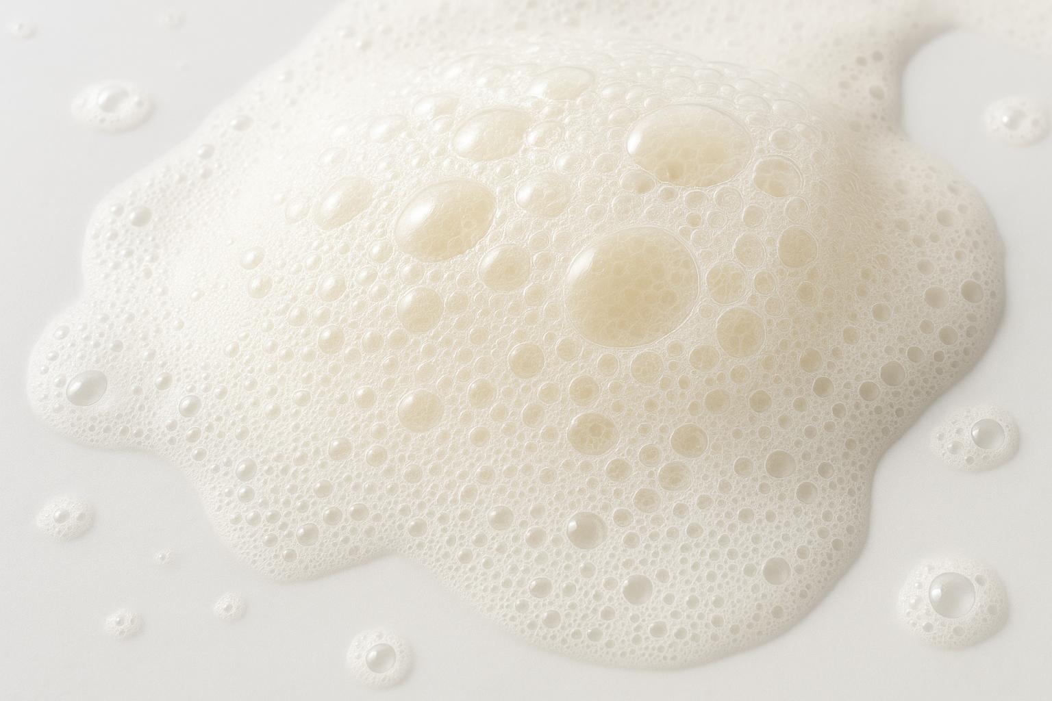 foaming cleanser bubbles on a surface