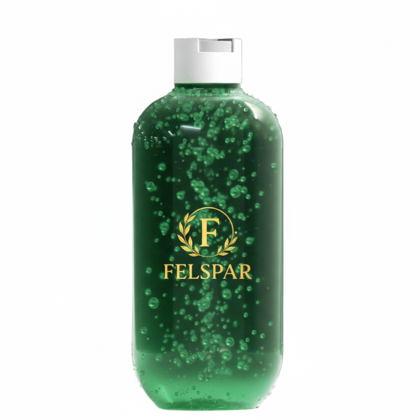 Green bottle with gold FELSPAR logo