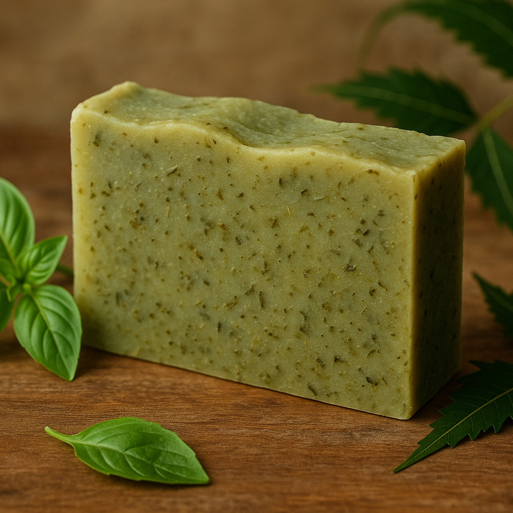 neem and basil all natural soap bar