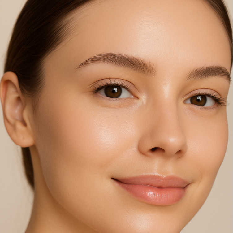 split screen of improved pigmentation to beautiful complexion