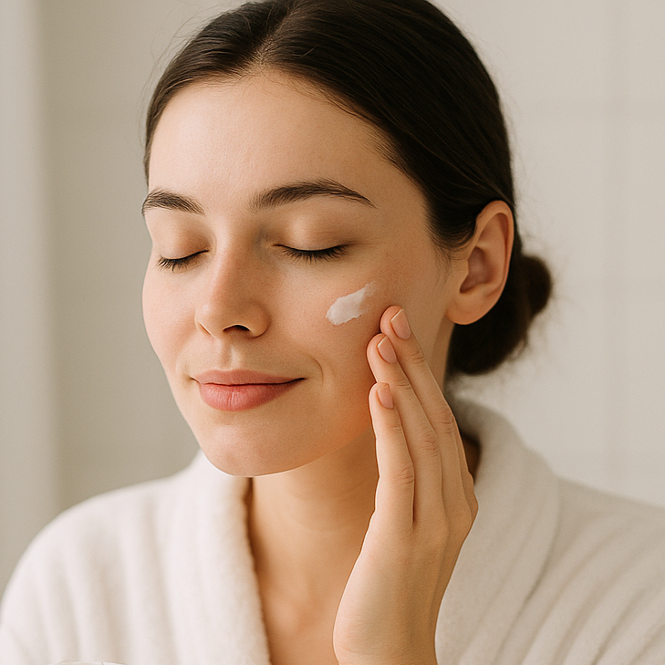 woman putting moisturising cream
