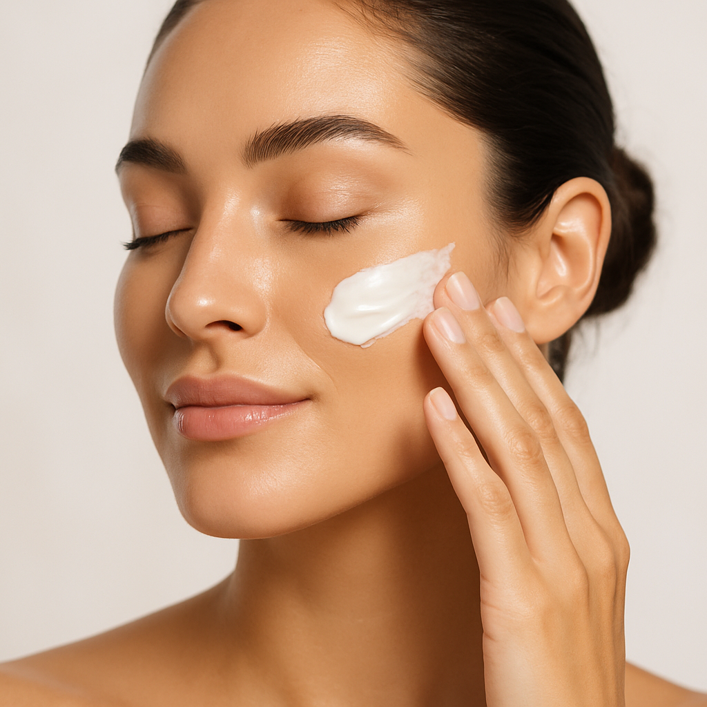 face moisturizing cream on a model