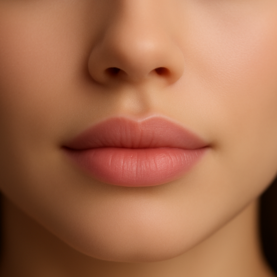 person with beautiful lips with Blurring effect to smooth out fine lines on the lips